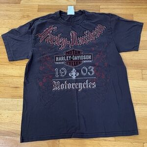Harley Davidson Brown T-Shirt Size L Seoul
